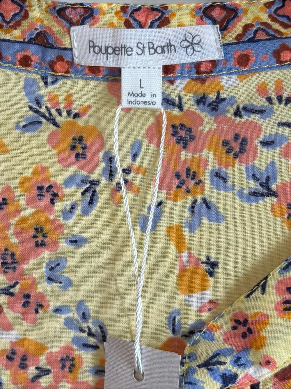 Poupette St Barth Amora Drop Waist Mini Dress Yellow Kookoo Bird Large NWT - Picture 7 of 16